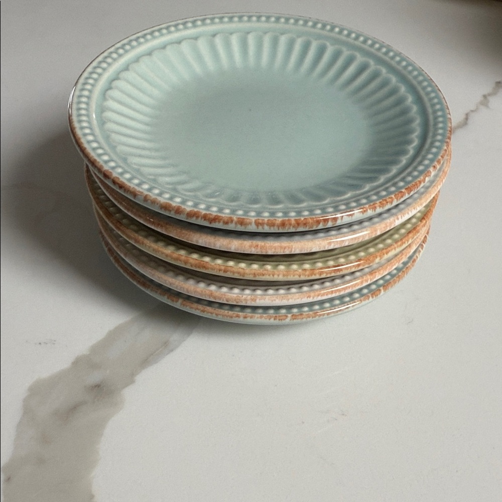 Lenox Elegant Blue and Brown Ceramic Plate Set